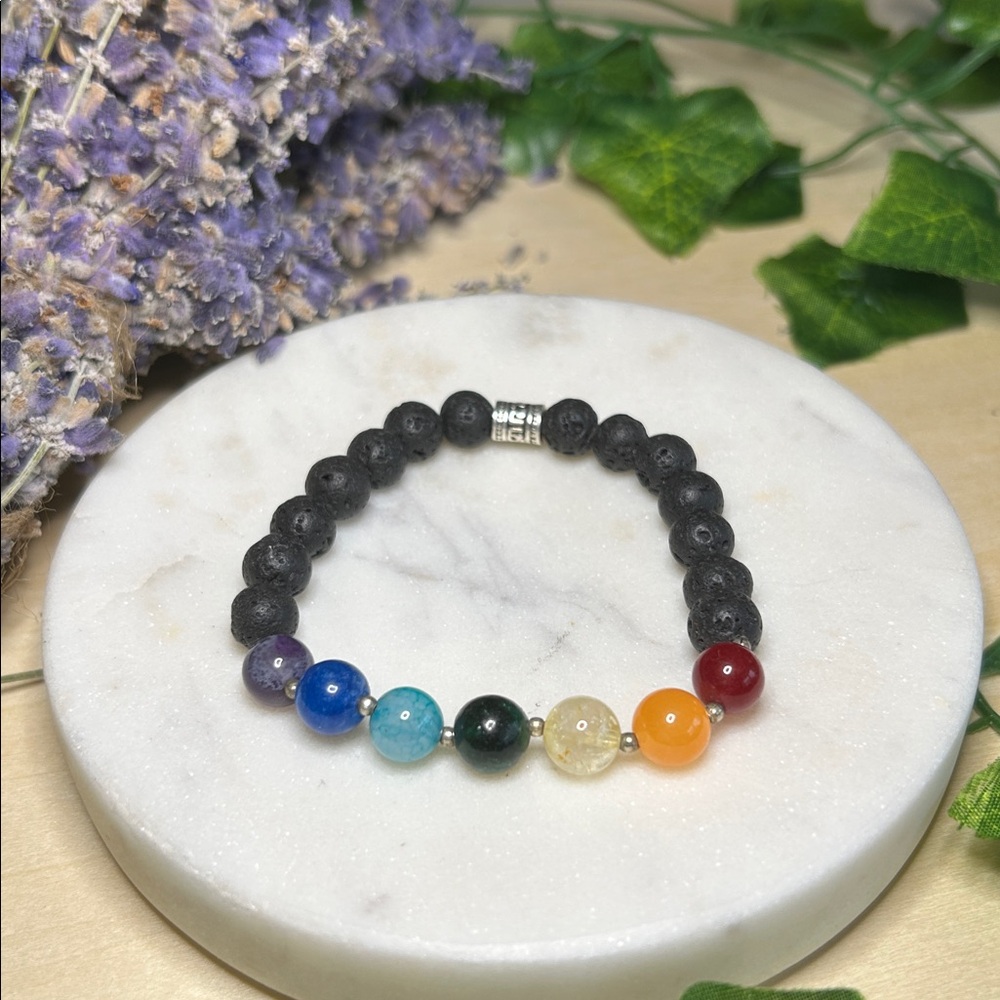 #10 lava stone chakra gemstone bracelet
